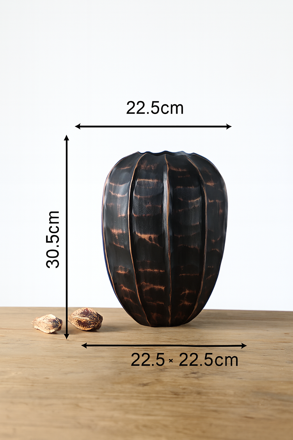 Rustic, tribal-inspired, and contemporary artisan,Organic, Rounded Shape with Vertical Grooves