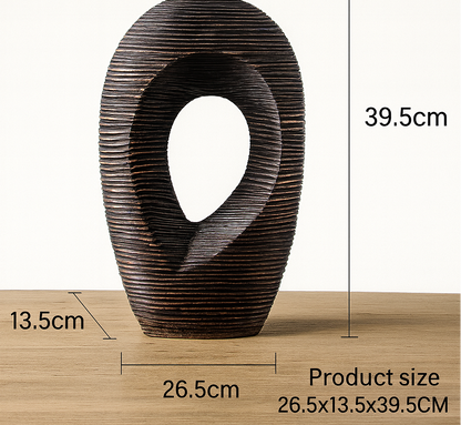 Modern sculptural, organic, and tribal-inspired,Abstract, Open-Circle Form, Vase