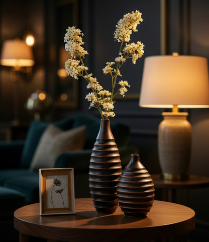 Rustic, tribal, and artisanal-inspired, Ribbed, Textured Surface, vase