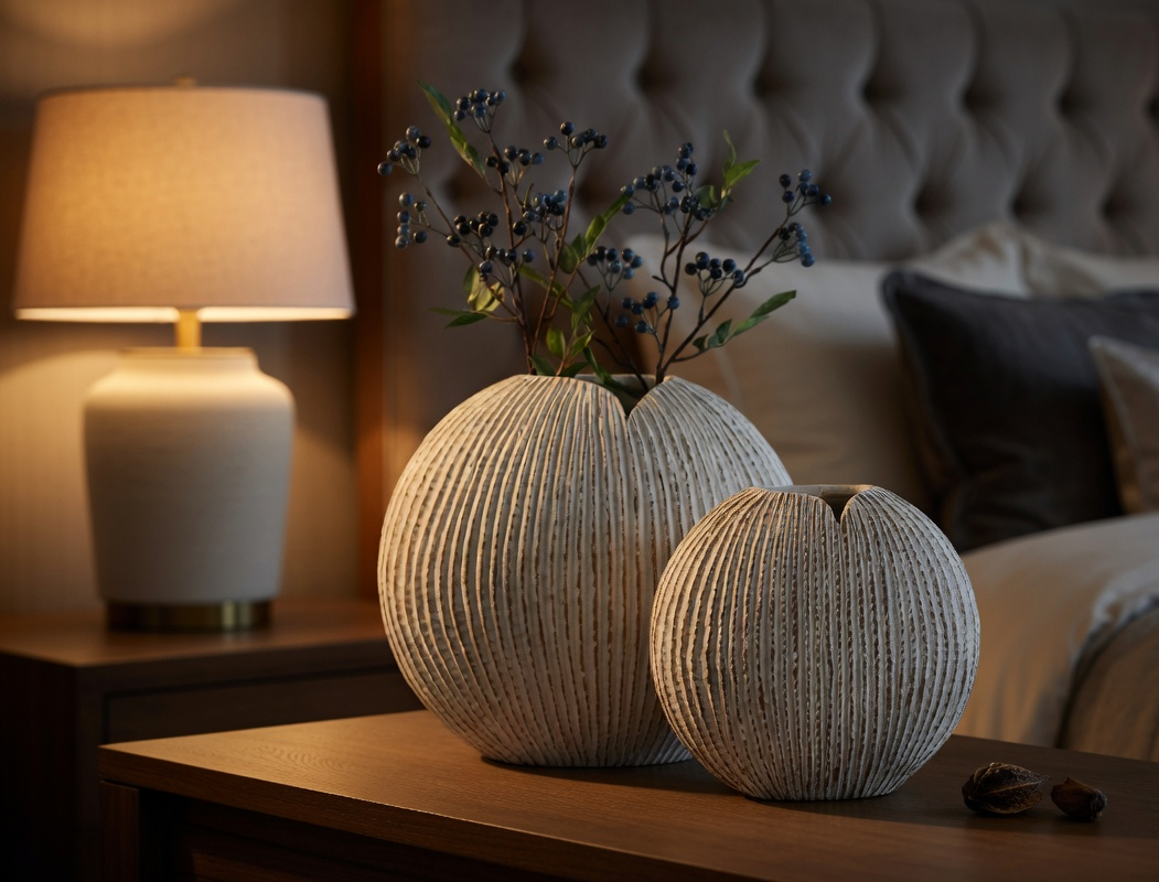 Coastal, organic Modern, and Rustic-inspired,Textured, Ribbed Surface, vase
