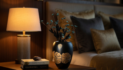 Modern Rustic, bohemian, and handcrafted artisanal,Matte Black Finish, vase