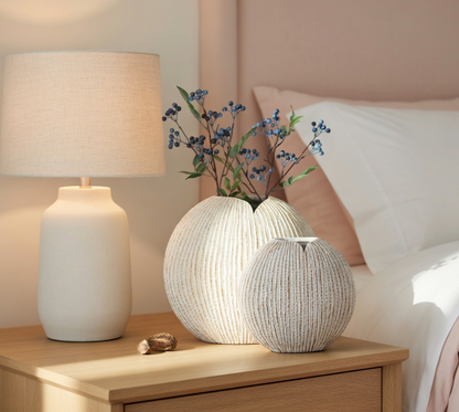 Coastal, organic Modern, and Rustic-inspired,Textured, Ribbed Surface, vase