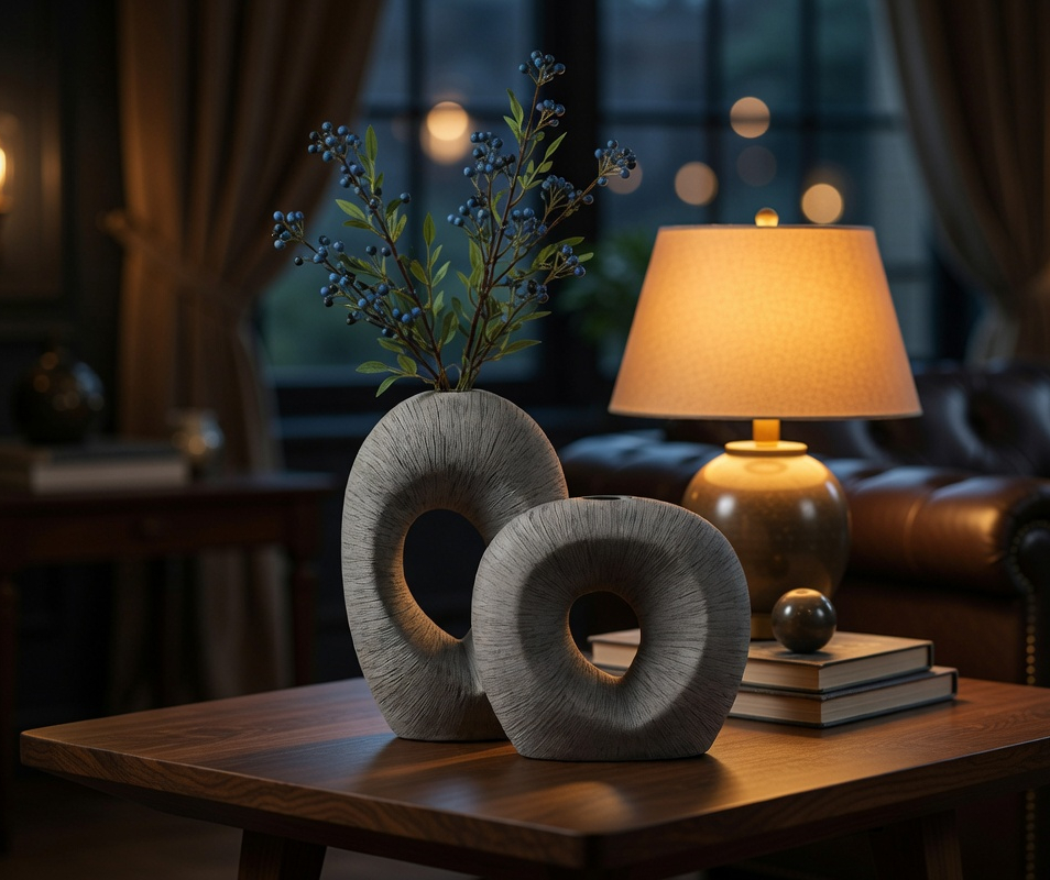 Modern sculptural, organic, and wabi-sabi-inspired,Abstract, Open-Circle Form