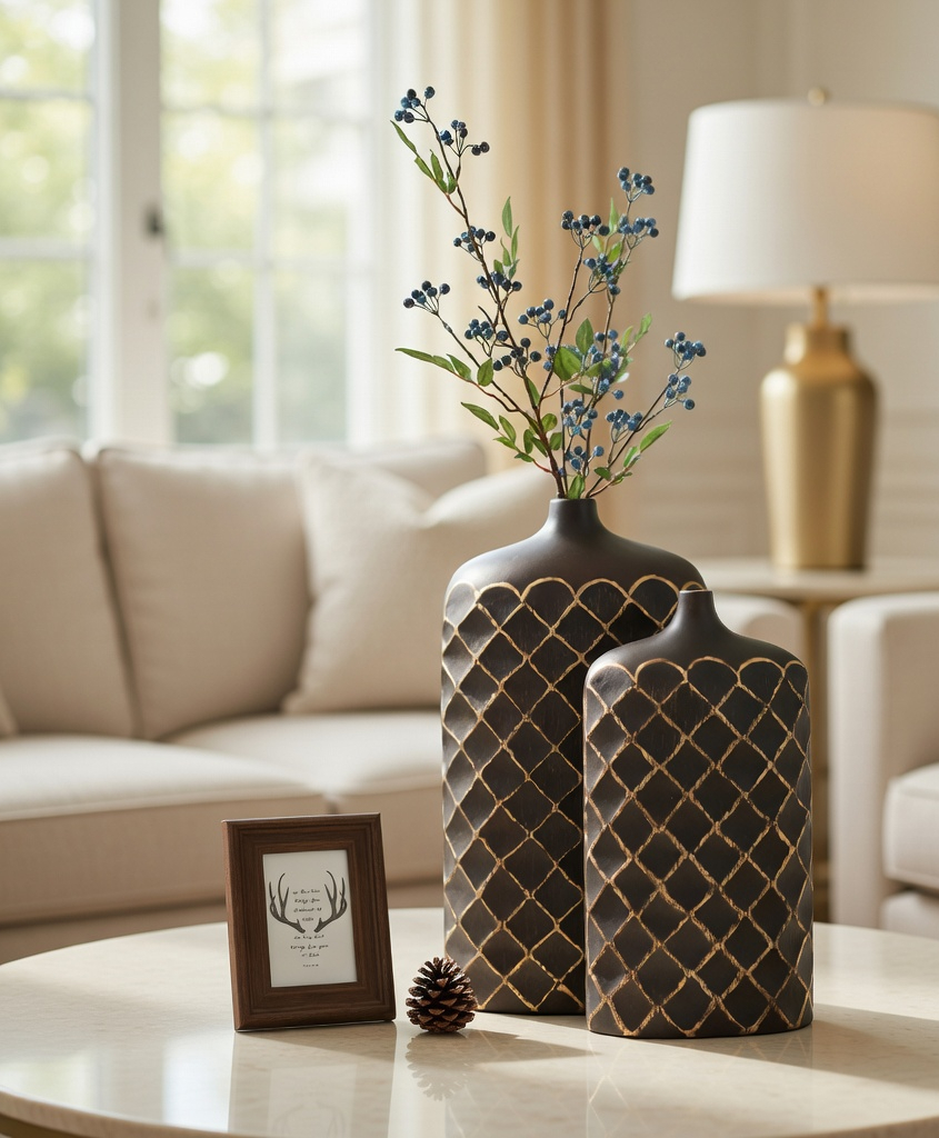 Modern tribal, Rustic, and contemporary artisan-inspired,Flat, Rectangular Form with a Slim Neck vase