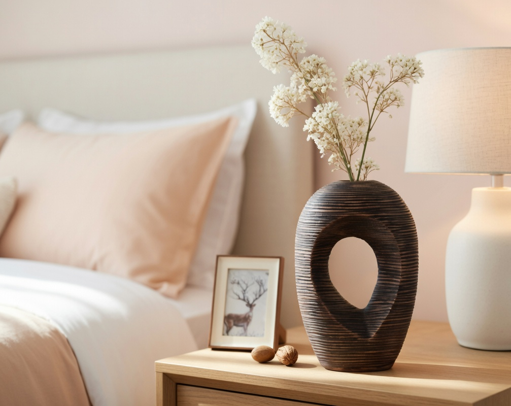 Modern sculptural, organic, and tribal-inspired,Abstract, Open-Circle Form, Vase