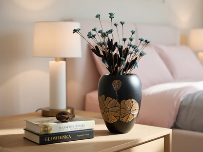 Modern Rustic, bohemian, and handcrafted artisanal,Matte Black Finish, vase