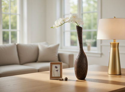 Modern tribal, sculptural, and organic contemporary,Tall, Slender, and Curved Form, vase