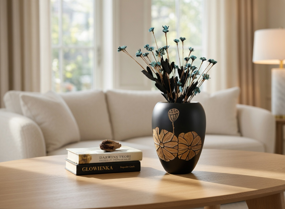 Modern Rustic, bohemian, and handcrafted artisanal,Matte Black Finish, vase
