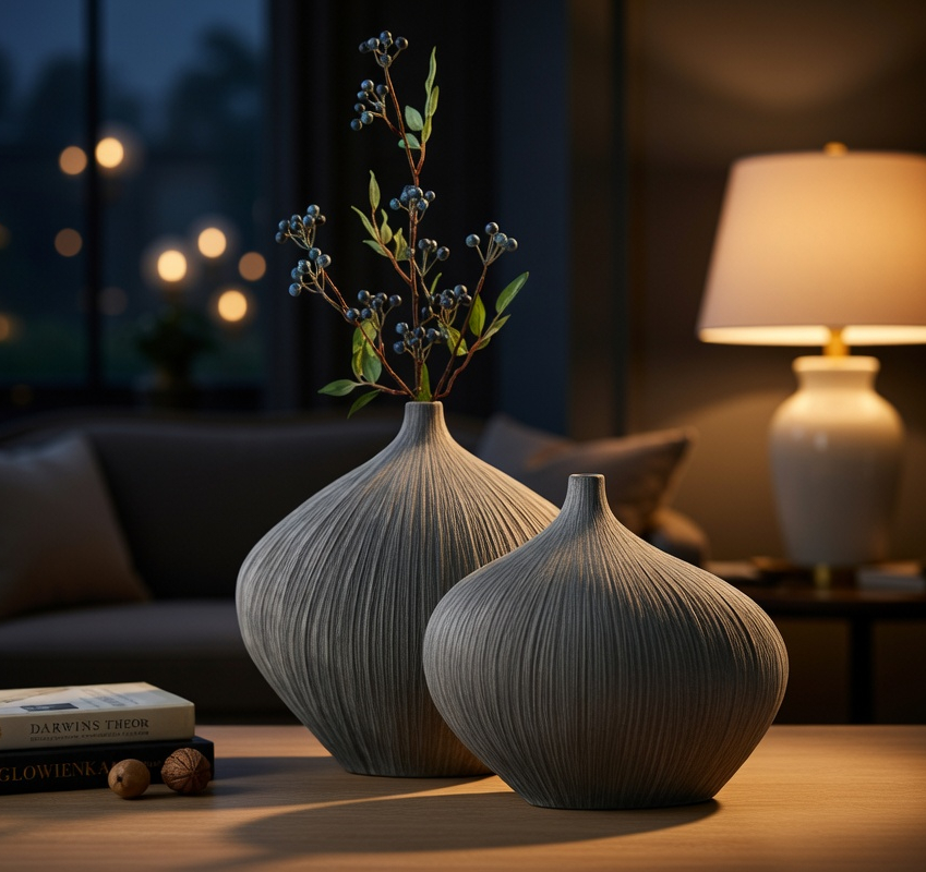 Modern organic, minimalist, and wabi-sabi-inspired, Sleek, Sculptural Forms, vase