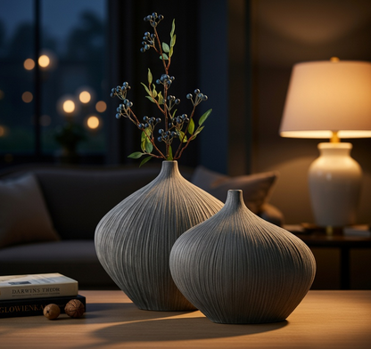 Modern organic, minimalist, and wabi-sabi-inspired, Sleek, Sculptural Forms, vase