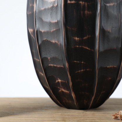 Rustic, tribal-inspired, and contemporary artisan,Organic, Rounded Shape with Vertical Grooves