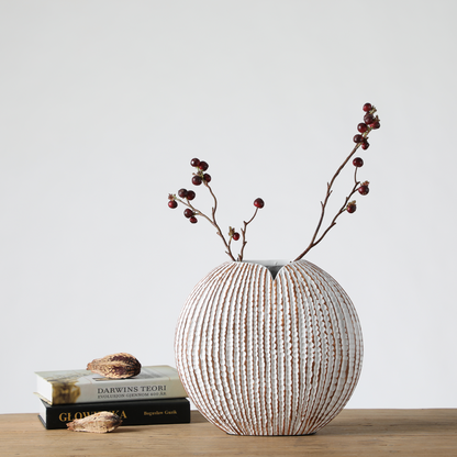 Coastal, organic Modern, and Rustic-inspired,Textured, Ribbed Surface, vase