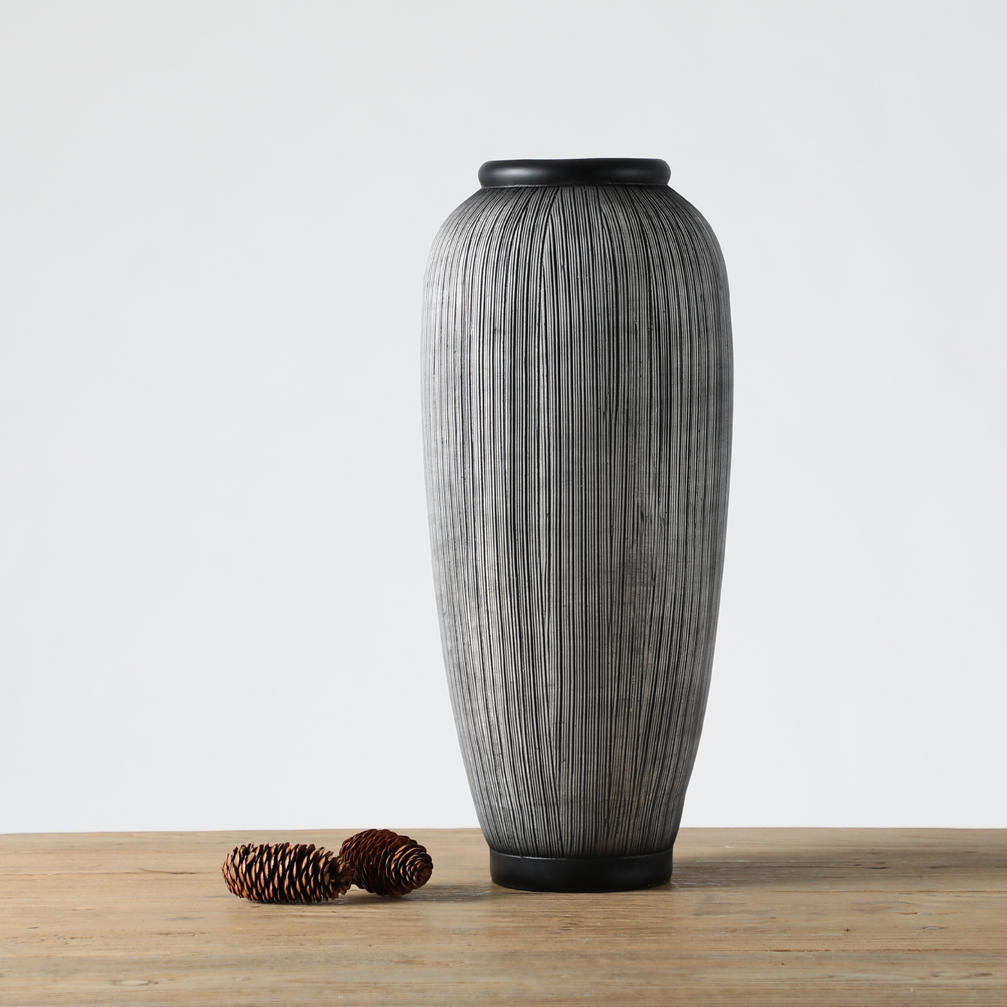 Modern organic, minimalist, and Japandi-inspired,Textured Vertical Lines, vase