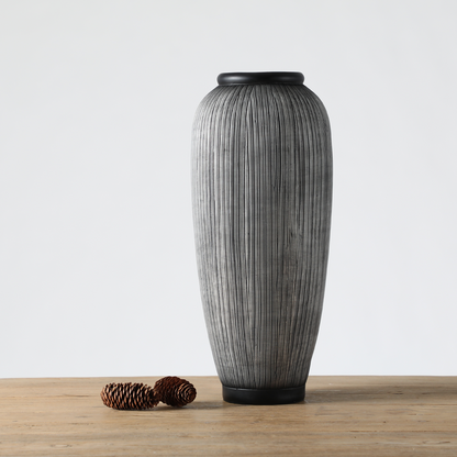 Modern organic, minimalist, and Japandi-inspired,Textured Vertical Lines, vase