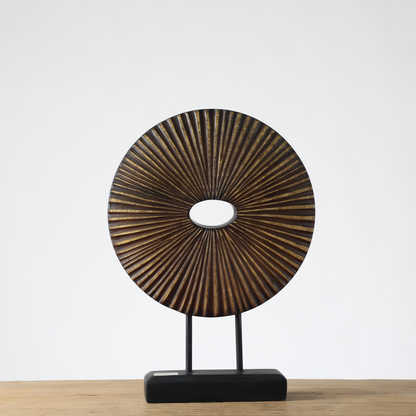 Modern tribal, sculptural, and organic contemporary,Circular Disc Shape with Radiating Textur