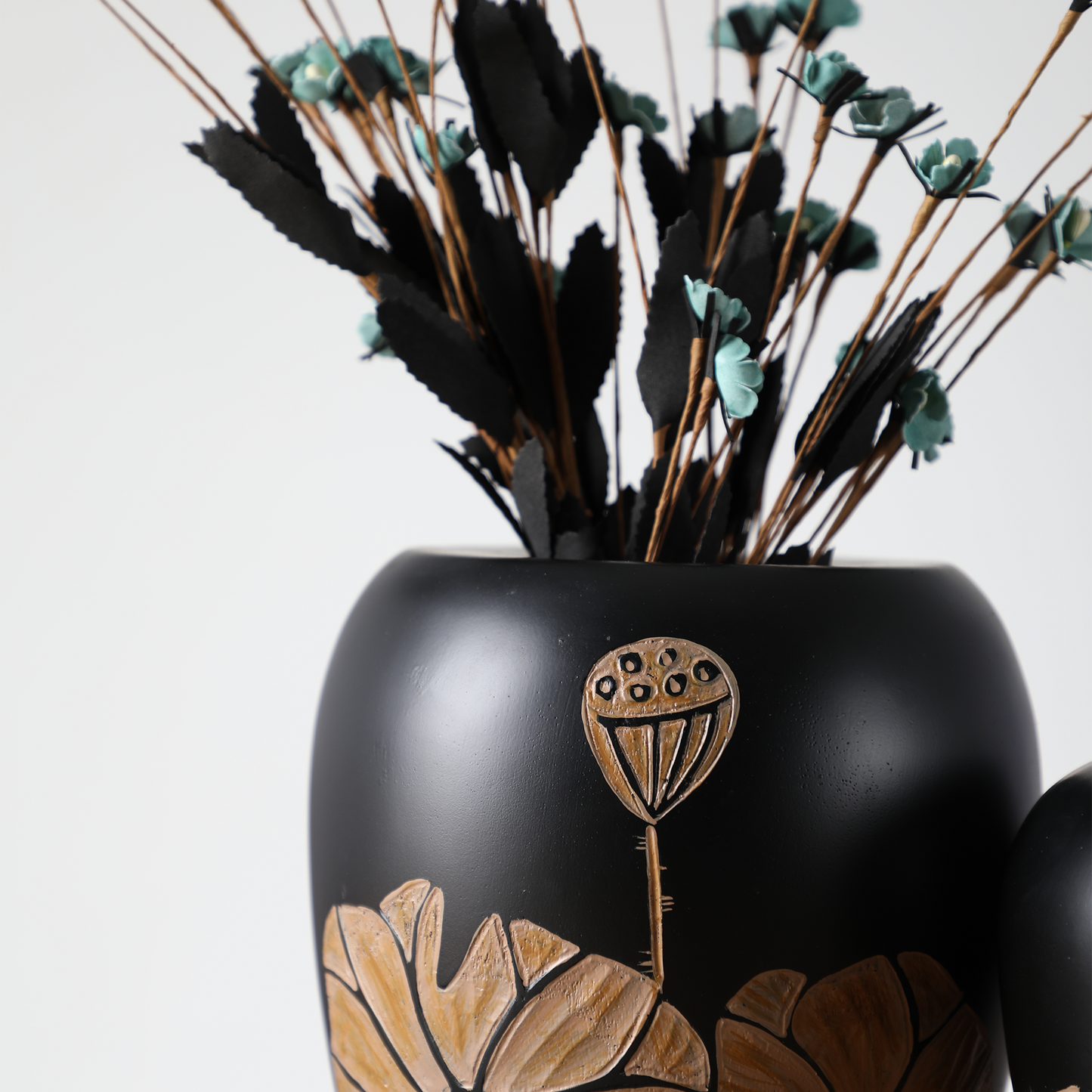 Modern Rustic, bohemian, and handcrafted artisanal,Matte Black Finish, vase