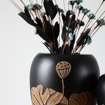 Modern Rustic, bohemian, and handcrafted artisanal,Matte Black Finish, vase