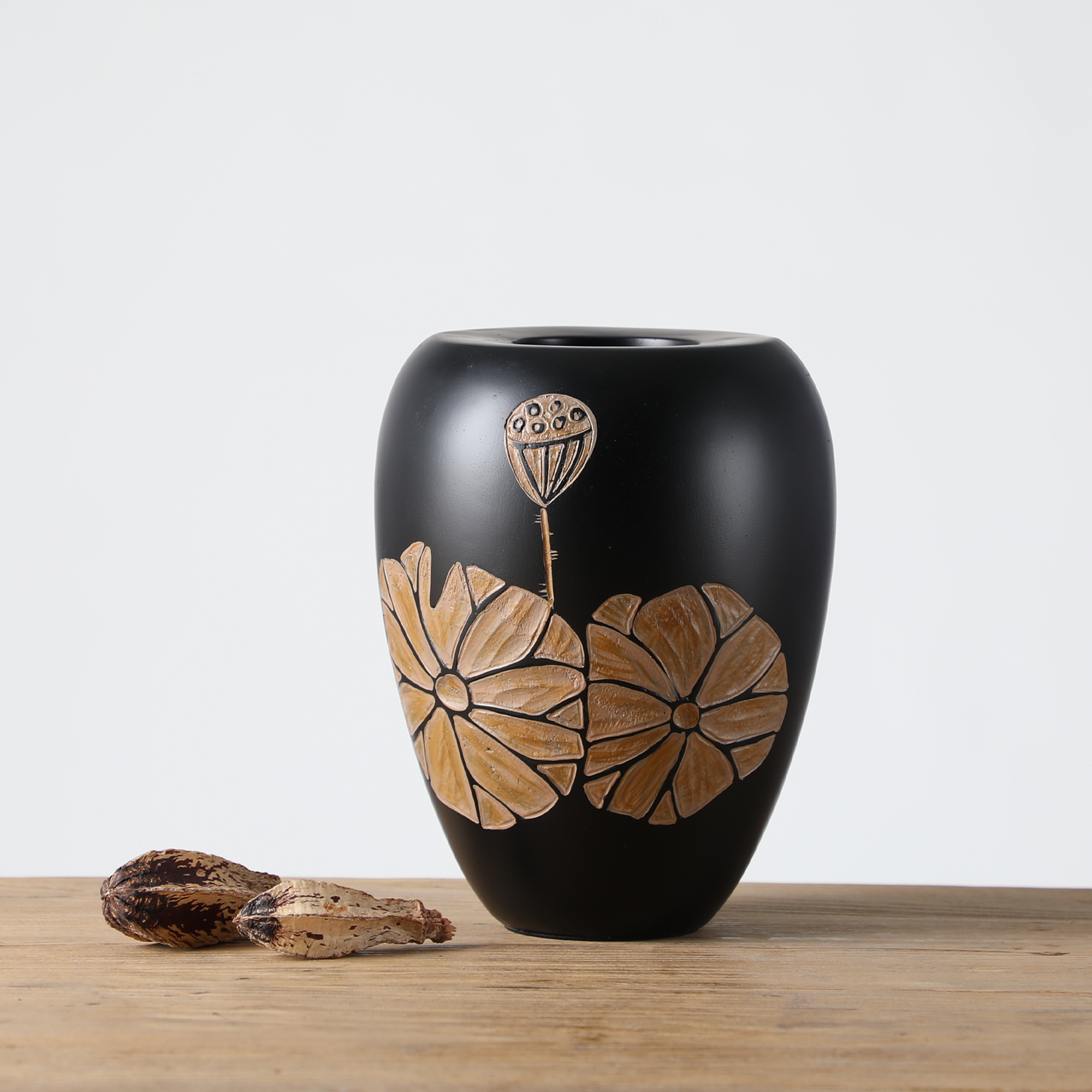Modern Rustic, bohemian, and handcrafted artisanal,Matte Black Finish, vase
