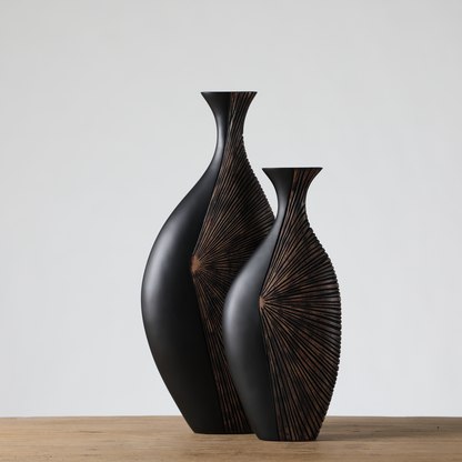 Modern tribal, sculptural, and contemporary luxury,Asymmetrical, vase