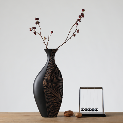 Modern tribal, sculptural, and contemporary luxury,Asymmetrical, Flowing Silhouettes, vase