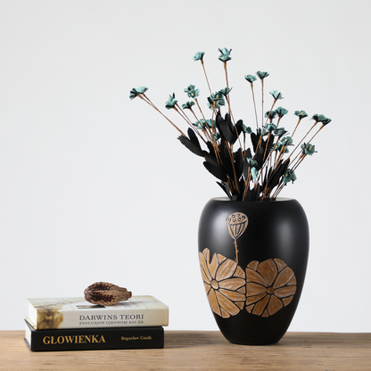 Modern Rustic, bohemian, and handcrafted artisanal,Matte Black Finish, vase