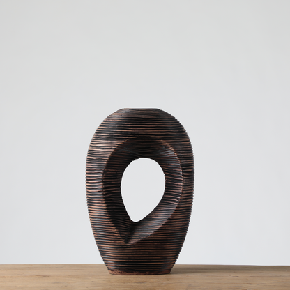 Modern sculptural, organic, and tribal-inspired,Abstract, Open-Circle Form, Vase