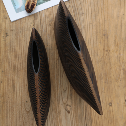 Modern minimalist, sculptural, and organic contemporary aesthetic,Rectangular Form with Soft Curve, Vase