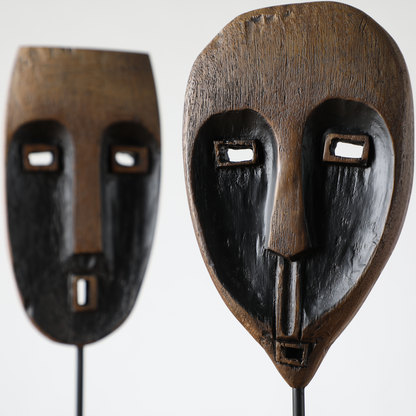 Tribal, artisanal, and Modern ethnic-inspired,Hand-Carved, Tribal Mask Design, sculpture