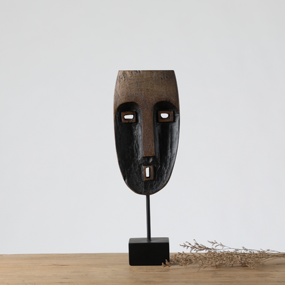 Tribal, artisanal, and Modern ethnic-inspired,Hand-Carved, Tribal Mask Design, sculpture