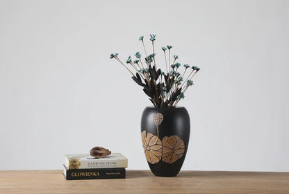 Modern Rustic, bohemian, and handcrafted artisanal,Matte Black Finish, vase
