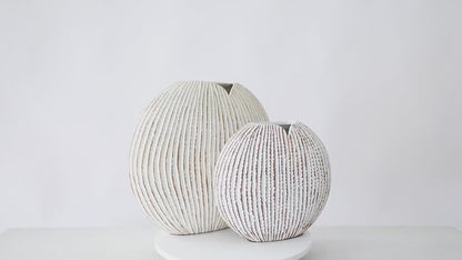 Coastal, organic Modern, and Rustic-inspired,Textured, Ribbed Surface, vase