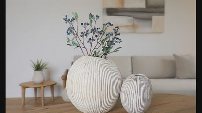 Coastal, organic Modern, and Rustic-inspired,Textured, Ribbed Surface, vase