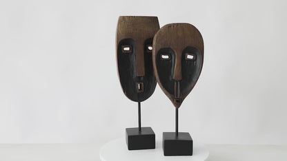 Tribal, artisanal, and Modern ethnic-inspired,Hand-Carved, Tribal Mask Design, sculpture