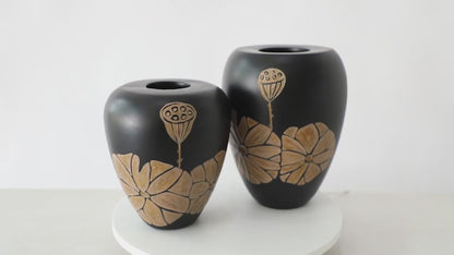 Modern Rustic, bohemian, and handcrafted artisanal,Matte Black Finish, vase